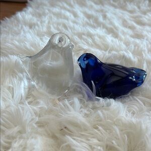 Elegant Glass Bird Figurines - Clear and Blue
